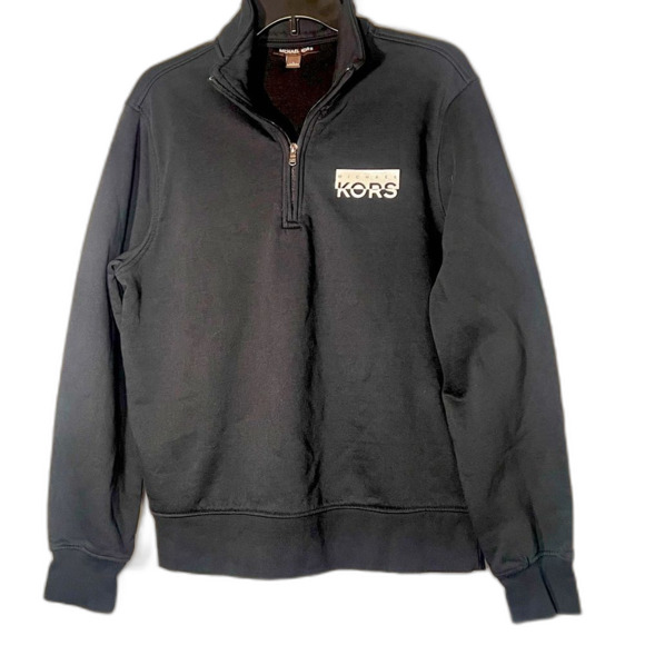 Michael Kors size L 1/2 zip sweatshirt black silver accent - Picture 1 of 8